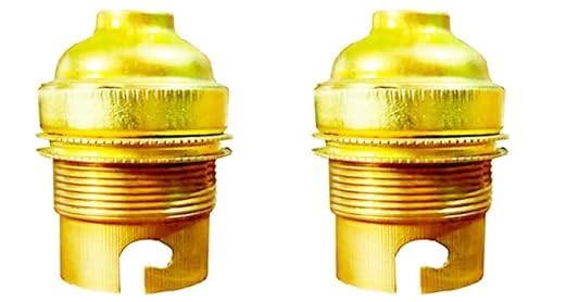 SAWS Brass B22 Light Bulb Holder (Pack of 2) | Vintage Golden Ring Screw-Type Holder for Table Lamps & Decorative Lights | Heavy-Duty Brass Lamp Holder-image-5