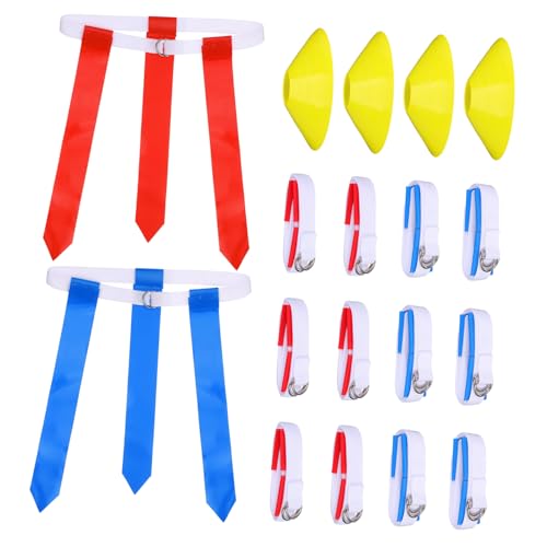 Gogogmee Complete Football Training Kit 12 Belts 4 Cones Flags Set Belts for Boys and Girls Teens