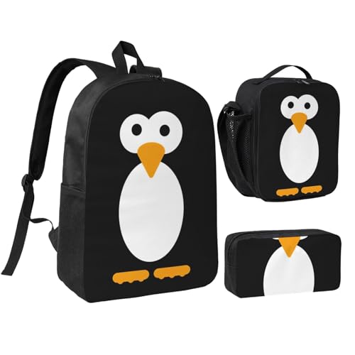 Sac à dos compartimenté pingouin noir anti-tache avec kit repas et trousse