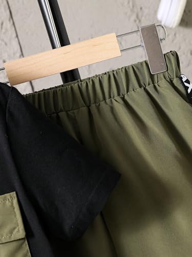 Image of OYOANGLE Boy's 2 Piece Outfits Graphic Short Sleeve Crew Neck T Shirt and Sweatpants Set