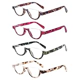 4 Pairs of Colorful Fashion Half Moon Frame Reading Glasses Spring Hinge Male and Female Readers (4 Pack Mix, 2.5)