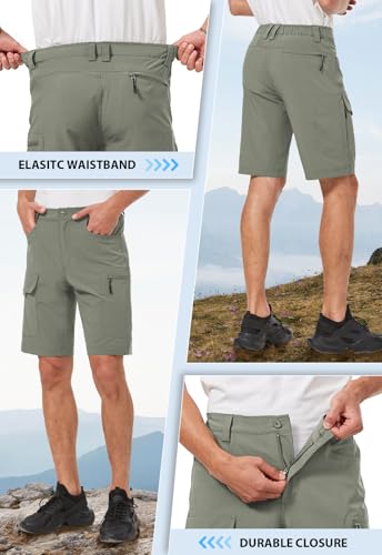 Hiauspor Men's Hiking Cargo Shorts 9"/10" Quick Dry Lightweight Waterproof for Golf Tactical Fishing Casual with 6 Pockets2