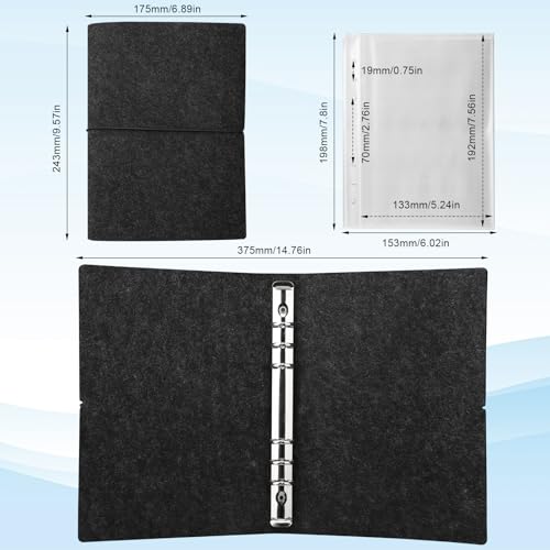 30 Blatt 60 Taschen Fotohüllen und 1 Stück Ringbuch A5, Ringbuch A5 mit Klarsichthüllen, Doppelseitige Klarsichtfolien, Ordner mit Folien (Geeignet für Abmessungen von 133 x 192 mm)