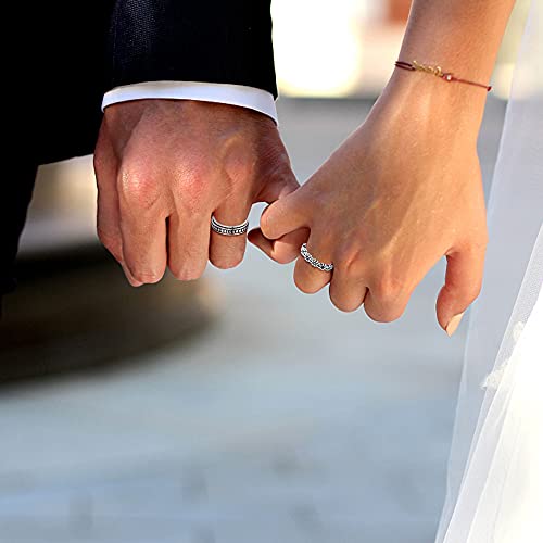 FUNRUN JEWELRY 6Pcs Stainless Steel Fidget Anxiety Ring for Women Men Fidget Spinner Rings Moon Star Celtic Stress Relieving Spinning Ring Wedding Band Rings Set Size 11