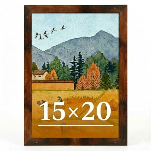 Veleclo 15x20 Picture Frame for Wall Display 15x20 Brown Picture Frame with Shatter Resistant Plexiglass Stable and Sturdy 15 x 20 Poster Frame for Wall Display Handpicked Gift Collection 1 Pack