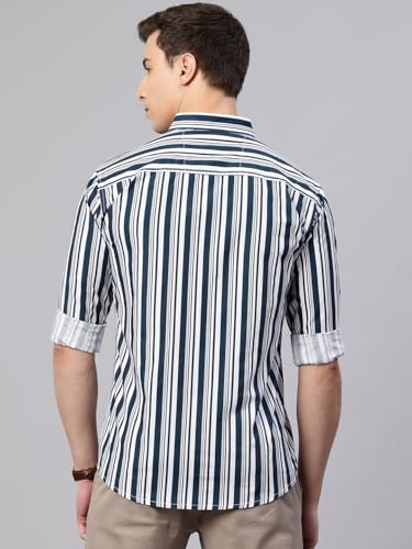 Image of Majestic Man Men's Standard Slim Fit Striped Pure Cotton Casual Shirt
