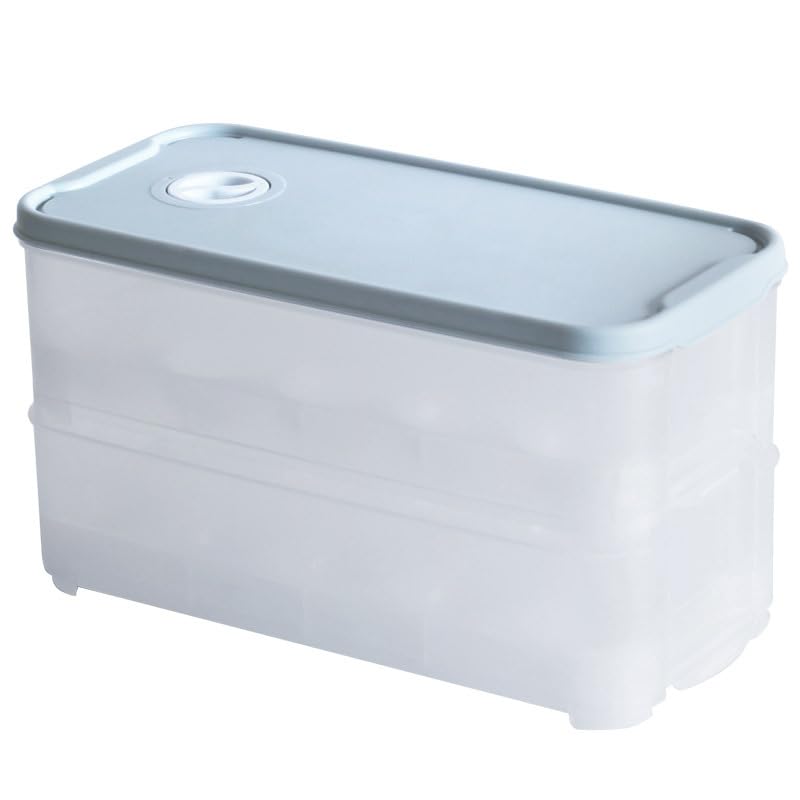 PIQIUQIU Contenitore impilabile per frigorifero e trasporto, 20 uova, 2 strati, 24,5 x 13,2 x 12 cm, in plastica con coperchio lavabile in lavastoviglie (colori casuali)