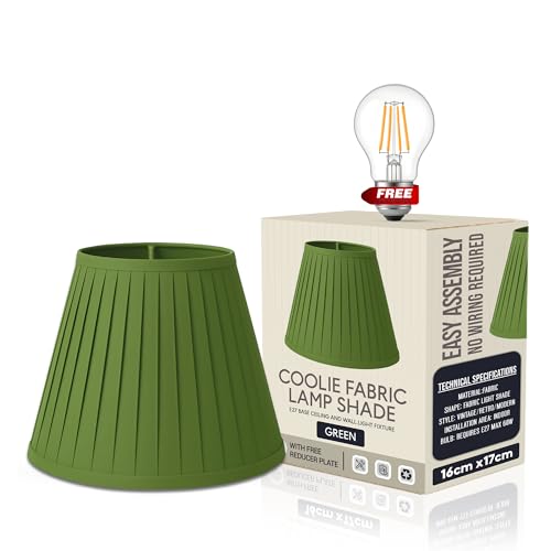 DC VOLTAGE Fabric Lamp Shades,11.02" Green Light Shade with Free A60 Bulb,...
