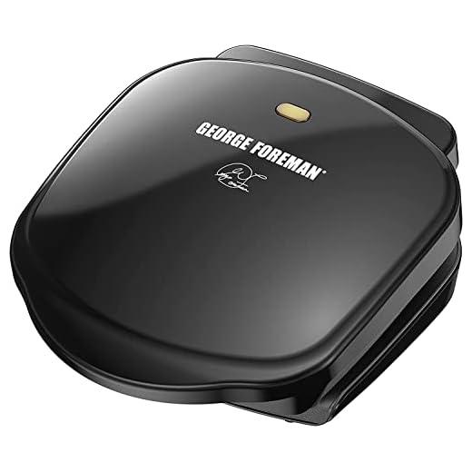 George Foreman GR10B 2-Serving Mini Grill & Panini Press, Compact 7.3” x 5.6” Cooking Surface,1–2 Servings, Dorms & Small Kitchens