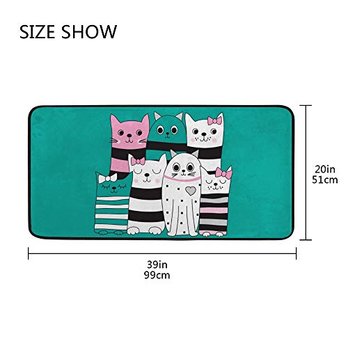 Tapis de cuisine chat mignon 99x50 cm antidérapant et lavable - 5