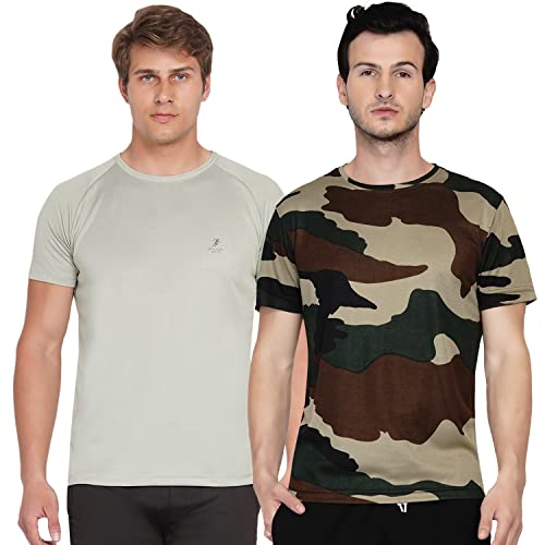 Image of Armisto Men's Combo Pack of 2 DRI FIT Sports & Training Gym Tshirt /Sweat Absorbing Dry Fit /Extra Stretch /for Training, Badminton, Cricket, Yoga, Golf (All Sports) All Colours & Sizes