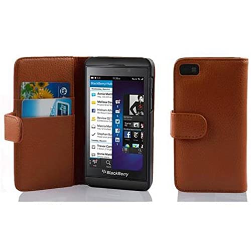Cadorabo Custodia Libro per Blackberry Z10 in MARRONE CIOCCOLATA - con Vani di Carte e Funzione Stand di Similpelle Strutturata - Portafoglio Cover Case Wallet Book Etui Protezione