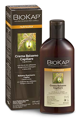 BIOKAP Nutricolor Premium Balsam-Conditioner 200ml | für coloriertes Haar - Pflanzliche Wirkstoffe - Bio-Arganöl - Weidenextrakt - Rosmarin - Eukalyptus - VEGAN
