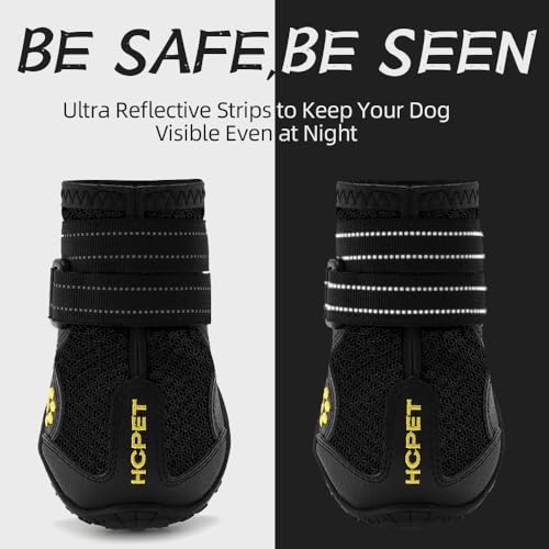 Hcpet Sapatos para Cães, Botas para Cães Grandes, Botas Respiráveis para Cães, Protetor de Pata para