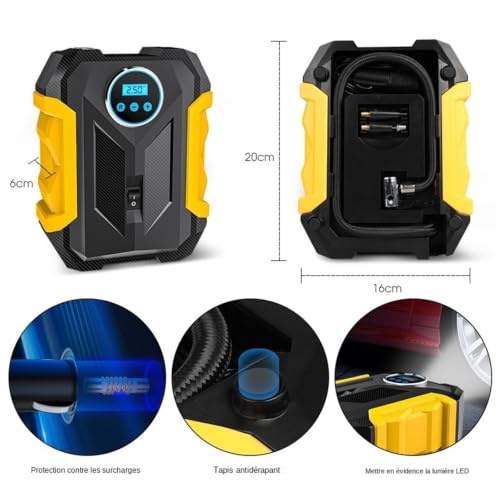 Compresor portátil para coche con inflador digital automático y linterna LED integrada 4