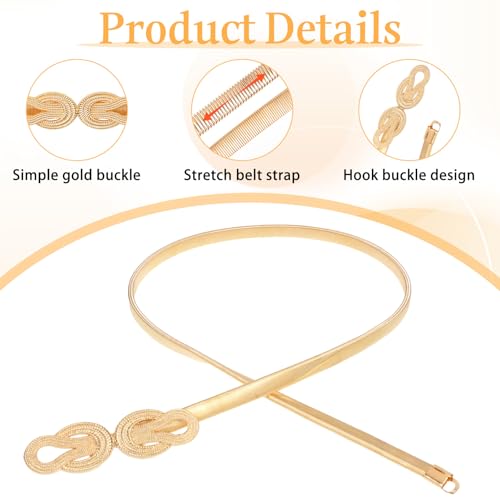 Skinny Metal Waist Belt for Women, Elastic Metal Skinny Stretch Chain Belt Fancy Thin Waist Belt Dress Belt Fashion Waist Accessories for Women3