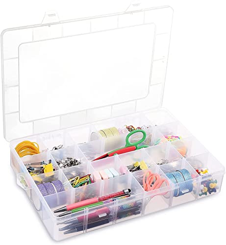 Image of Sixfire 24 Grids Clear Plastic Organizer Jewelry Storage Box 24 Grid Transparent Organizer Box for Earring Fishing Hooks Grids Plastic Storage Box, 15X9X7 Cm