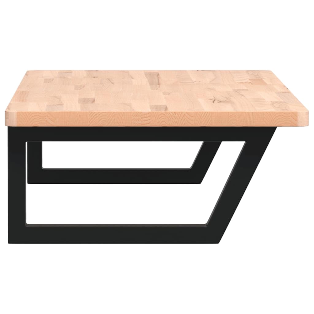 Lavabo da parete in legno massello di faggio, 100 x 50 cm, nero