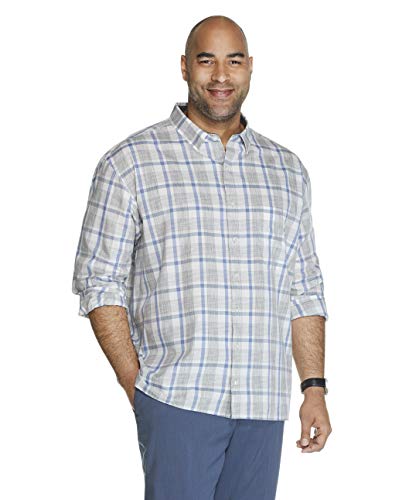 Van Heusen Big and Tall Never Tuck Long Sleeve Button Down Plaid Shirt