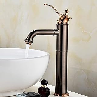 Grifo for lavabo de baño, grifo monomando for lavabo de latón, color negro, rosa y dorado, grifos mezcladores de agua fría y caliente, grifo montado en cubierta con grifos for lavabo de un solo orific