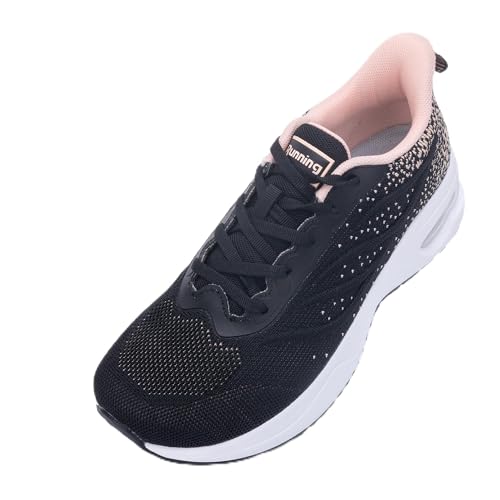 PERSOUL Womens Wide Toe Box Walking Shoes Comfortable Running Tennis Shoes Casual Athletic Sneakers for Gym Jogging Workout BlackOrange, Size 8