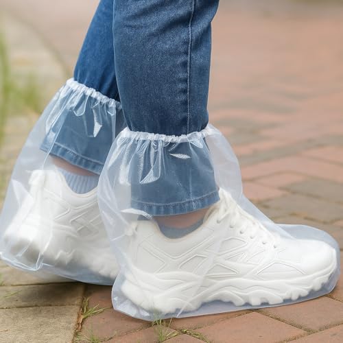 10 Pairs Waterproof Shoe Covers for Rain – Disposable Plastic Rain Shoe Covers, Waterproof Boot Protector Non-Slip Overshoes for Indoor Outdoor Rain, Clear Rain & Mud Resistant Guards