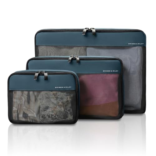 Briggs & Riley Compression Packing Cube Set - Bag Organizer for Check In Suitcase & Luggage, For Women & Men, Pack Accessories for Vacation - Travel Must Haves Collection, 3-Piece, Ocean
