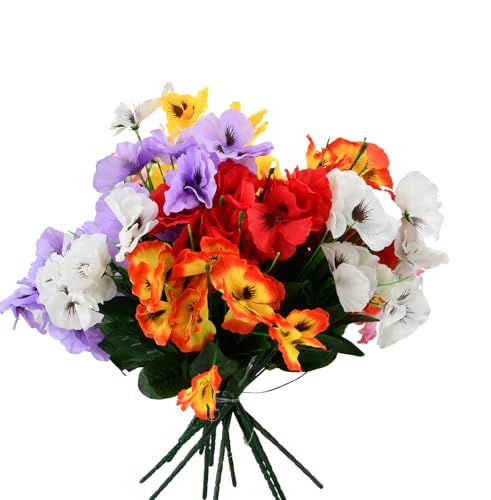 Litinliv 12 Piezas Flores Plastico Exterior,Flores Artificiales Decoracion,Flores Falsas Flores Plástico,Ramos de Flores Decorativas,para Fiesta,Jardín,Boda,Decoración de Jardinería