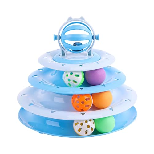 Jlobnyiun Spielturm für Katzen, interaktives Katzenspielzeug, vierlagiges Katzenspielzeug, Übungs-Puzzle für Katzen im Innen- und Außenbereich Jlobnyiun Spielturm für Katzen, interaktives Katzenspielzeug, vierlagiges Katzenspielzeug, Übungs-Puzzle für Katzen im Innen- und Außenbereich