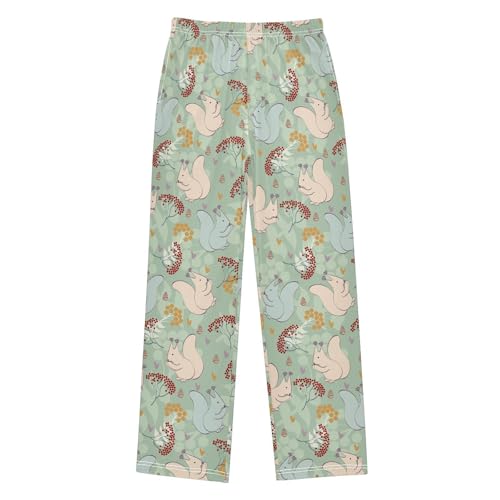 ZZXXB Lovely Squirrel Berry Boys Long Pants Soft Trousers Elastic Waist Kids Lounge Bottoms with Pockets S-XL