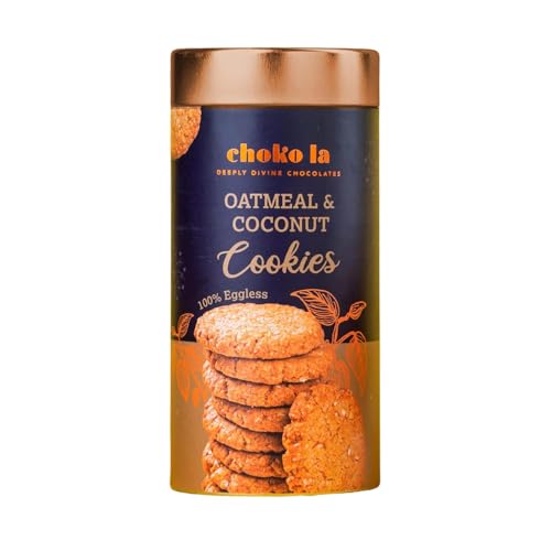 Image of Chokola Premium Coconut & Oatmeal Cookies-160g |No Atta & Maida | Coconut Crunch Cookies Made with Oats & Natural Ingredients | Crunchy Tea-Time Snack | Premium Gifting Option | 160 g