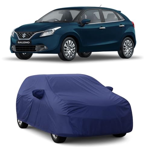 Image of Car Body Cover Compatible with Maruti Suzuki Baleno | Water, Dust & UV Protection | Mirror Pockets | Elastic Grip | Triple Stitch Baleno Car Cover (Blue)