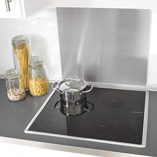 Zeller 27276 Pantalla Anti Salpicaduras para Cocina, Acero Inoxidable, Gris, 56x49x3 cm