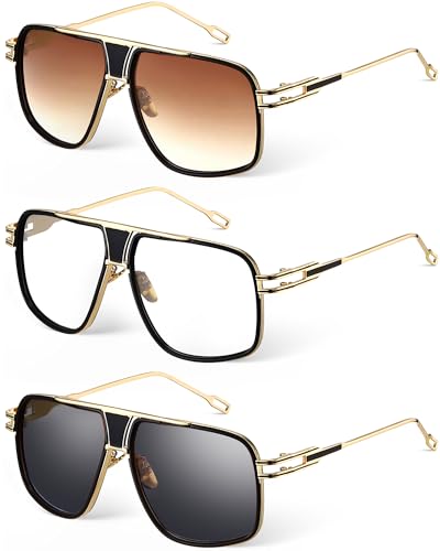 Image of Frienda 3 Pairs Mens Sunglasses Oversized