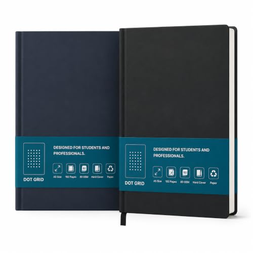 Image of BRYT A5 Dot Grid Notebook | Hardcover Diary, 192 Pages, 80 GSM, No-Bleed Thick Paper | 180 Degree Lay Flat Dotted Notebook for Designers, Architects, Professionals, Office Use & School Use (Blue)