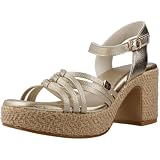 POPA VALVAS Laminado Sandalia Metalizado Cierre Hebilla tacón Alto para: Mujer Color: Oro Talla: 36