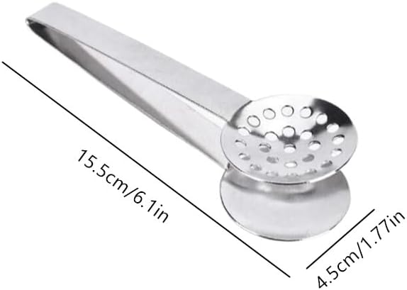 Stainless Steel Tea Bag Squeezer, Metal Grip Holder Tea Bag Tongs, Tea Bag Strainer Clips Herb for Ice Sugar Cubes Lemon Slices Kitchen Bar Tools (2 Pack)