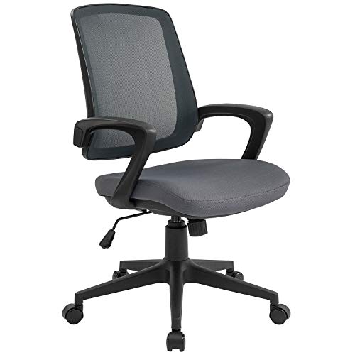 Office Chair Mid Back Desk Chair Ergonomic Computer Chair Adjustable Mesh Chair with Arms, Black