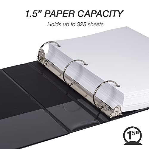 Samsill Economy 1.5 Inch 3 Ring Binder, Made In The Usa, Round Ring Binder, Customizable Clear View Cover, Black, 12 Pack (Mp128550) #TOP2