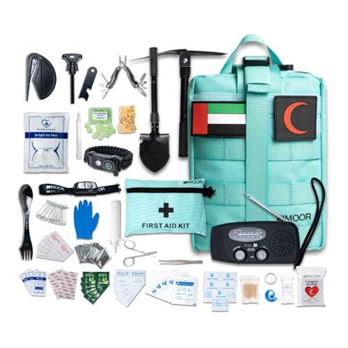 All-in-One Survival Camping Kit Compact Emergency Gear Set for Outdoor Hiking & Camping with First Aid Components - Green