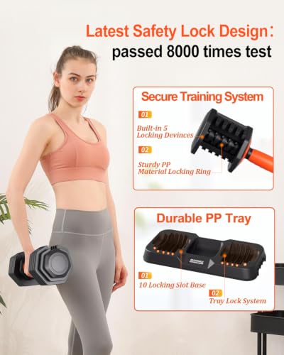 Image of Adjustable Dumbbell Set, 10-in-1 25LB /50LB /90LB Ajustable Dumbbells with Safe Locking System, Enclosed Storage Tray, 1 Sec Fast Adjustment, Comfortable Non-Slip Textured Grip, Suitable for Home Gym Workouts Men and Women