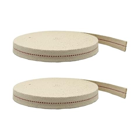Light of Mine - 3/4" Inch 33' Foot, 100% Cotton Flat Wick - 2 Pack for Paraffin Oil, Kerosene Based Lanterns, and Oil Lamps with Genuine Red Stitch (3/4" - 33' Roll, 2pk) Cover