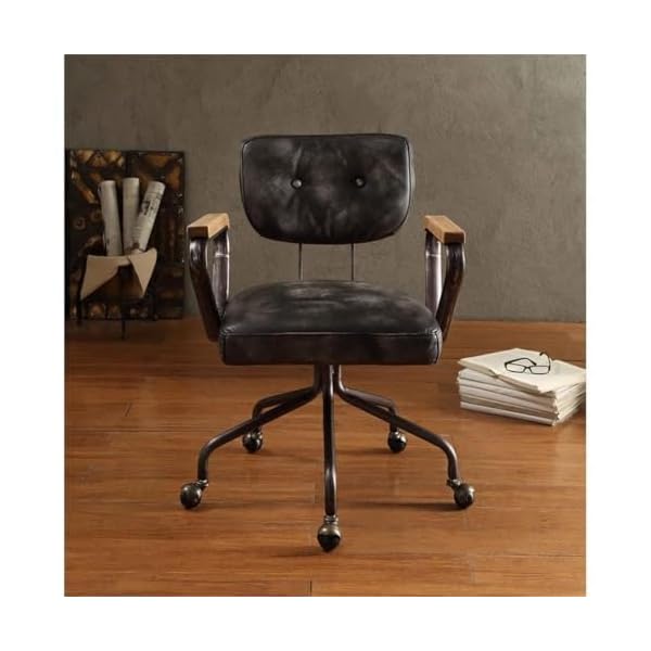 Acme hallie leather swivel office chair in vintage black  urban country home decor