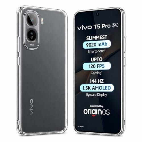 Image of COVERBLACK Soft Rubber Silicon Clear Case Back Cover Compatible for Vivo T5 Pro 5G - Transparent