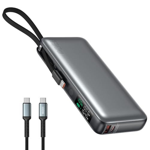 Gankoii 130W Power Bank,26800mAh Laptop Portable Charger,Built in Type-c Cable,3-Port 100W Max Laptop Power Bank,Smart Display,Compatible with MacBook,iPhone,iPad,Switch,Samsung,AirPords