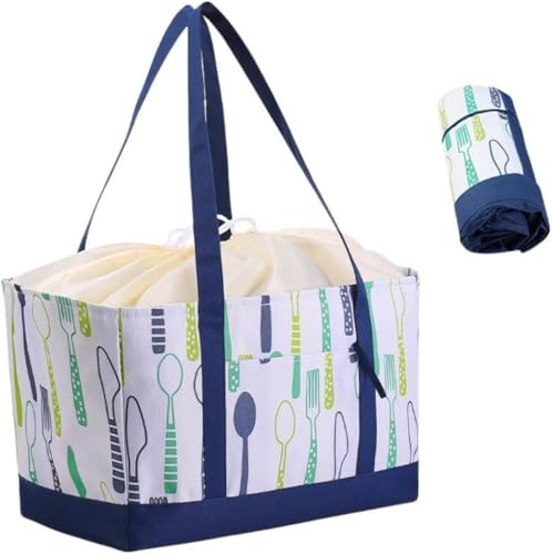 Riazdiw スーパーマーケット用大型ポータブルショッピング断熱バッグ オックスフォード布巾着断熱バッグ (B)