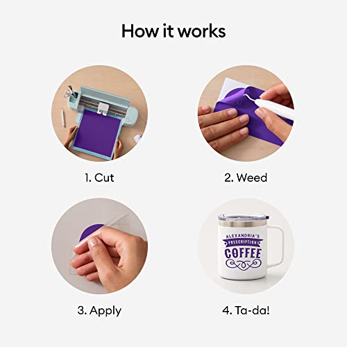Image of Cricut Premium Permanent Vinyl Roll (12 in x 15 ft), Weather-Resistant, Dishwasher-Safe & Fade-Proof, Compatible with Cricut Cutting Machines, Create Signs, Labels, & Personalize DIY Projects, Purple