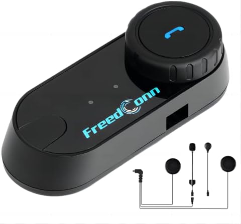FreedConn Motorcycle Communication System Bluetooth 5.0 T-COMVB Music Sharing Helmet Bluetooth Headset for Motorbike Skiing 2~3 Riders Pairing/ 800M Intercom 1 Pack Changeable Hard & Soft Mic