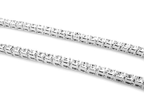 HH Bling Empire Unisex Iced Out Hip Hop Silver Gold Artificial Diamond cz Tennis Chain 16 18 20 22 24 30 Inches (1 Row - Silver, 24) - Thumbnail 3