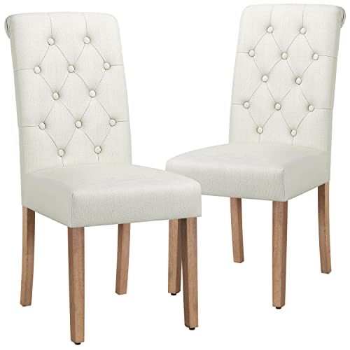 Yaheetech Chaise Lot de 2 Chaises de Salle à Manger avec Chêne Tissu Chaise de Salon Mobilier pour Maison Bureau Cuisine Bar Réunion Hôtel 45,5 x 62 x...